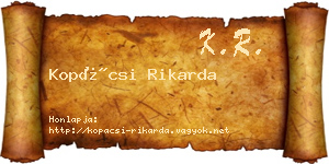 Kopácsi Rikarda névjegykártya